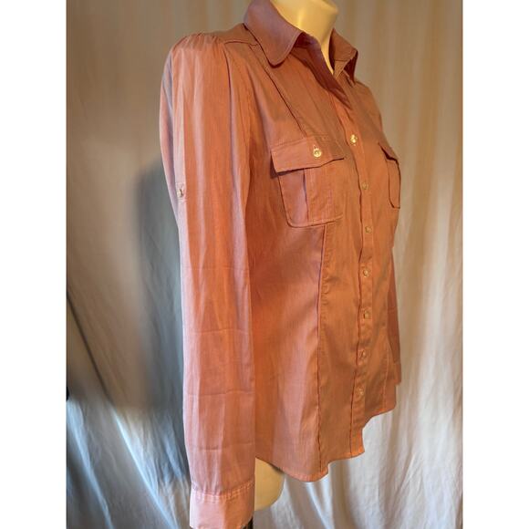 White House Black Market Striped Button Front Blouse - Picture 4 of 9